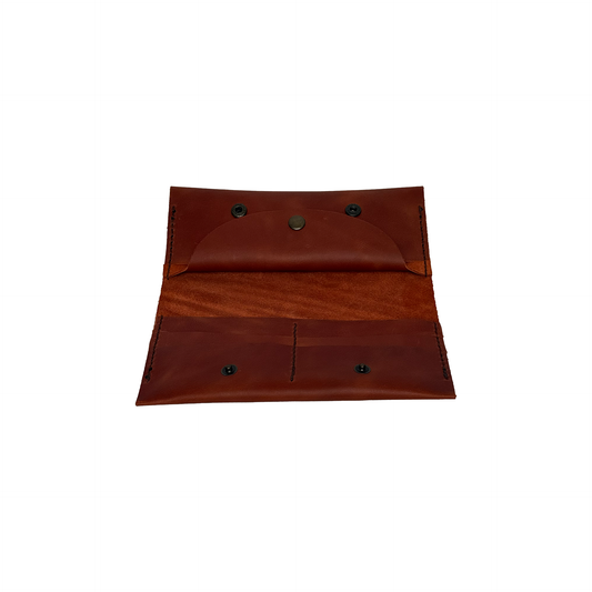 Telefon Bölmeli Deri Cüzdan Kızıl Taba